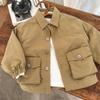 Chaqueta Infantil 2026 Ojos Bizcos Primavera Nueva Llegada Niños y Niñas Color Sólido Cuello Camisero Camisa Versátil para Bebé Chaqueta