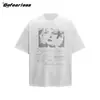 Camiseta de Manga Corta con Estampado de Retrato Vintage Lavado Retro Americana Marca de Moda Unisex Holgada Casual Top Vintage Verano