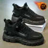 Botas de Invierno para Hombre con Terciopelo, Cálidas y Engrosadas, Botones Giratorios, Impermeables, Antideslizantes, Suelas Gruesas, Zapatos Deportivos de Algodón para Nieve que Aumentan la Altura