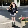 Conjunto Otoñal de Dos Piezas para Niña: Conjunto de Sudadera Informal de Moda con Retazos y Falda Plisada para Estudiantes de Secundaria