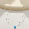 Collar de Línea de Pesca Transparente con Zirconia de Estrellas de Alto Gama Estilo Coreano Perlas Pequeñas Versátil Temperamento Accesorios de Collar con Colgante de Lujo Ligero