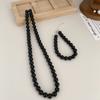 Nuevo Brazalete Retro Simple de Ónix Negro Collar de Cuentas Redondas para Mujer Versátil Moda de Alta Gama Lujo Ligero Cadena para Clavícula