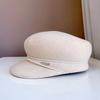 Gorra de Lana Francesa Nueva para Otoño e Invierno Decoración de Cadena de Perlas para Mujer Gorra Ecuestre Cálida Moda Sombrero de Jinete Sombrero de Fieltro