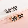 Botones de Puño Cuadrados Negros Pintados con Esmalte para Camisa de Hombre Traje Botones Franceses