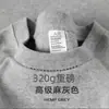 Camiseta de algodón puro con logo, cuello redondo, camiseta de manga corta de peso pesado de 320 g para hombre, corte holgado, marca de moda, camiseta base de color liso