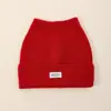 Gorro de Punto de Color Sólido de Caña Alta con Orejas de Gato, Cálido y Grueso para Otoño e Invierno, Gorro Casual Versátil que Protege las Orejas