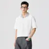 Camisa Polo de Alta Gama de Color Sólido Bloqueado Falsa de Dos Piezas con Mangas Cortas para Hombre, Camiseta Casual Holgada de Moda de Verano con Cuello Campana
