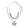 Venta caliente europea y americana collar geométrico de pedrería microincrustada exagerada para mujer, cadena cubana retro para traje, collar de mariposa grande al por mayor