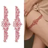 Pegatinas de Tatuaje Coloridas de Doble Floración con Patrón Rojo Transfronterizo Atmósfera de Alto Valor Dopamínico Lavables Sexy para Piernas y Brazos