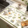 Tapete Escurridor para Encimera de Cocina Dibujo Animado Patrón de Utensilios de Cocina Diatomeas Tapete Absorbente de Agua Plato Plato Aislamiento Térmico Tapete Antideslizante