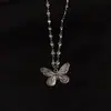 Collar de Mariposa Estilo Frío Ins Vintage Diseño de Nicho Femenino Sentido Acero de Titanio Cadena de Amor Cadena para Clavícula Colgante de Mariposa
