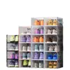 Caja de Zapatos Transparente Engrosada de Doble Marco para el Hogar Caja de Zapatos de Baloncesto de Plástico Artefacto de Almacenamiento Caja de Zapatos Plegable Tapa Abatible Venta al por Mayor