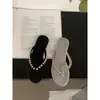 Chanclas de Moda con Perlas Verano 2023 Nuevas Planas para Mujer Suela Suave Antideslizantes Zapatos de Playa Calzado Exterior Chanclas Modernas