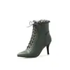 Botines con cordones y tacones finos, talla grande 08-21