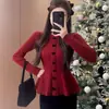 Atuendo de Nochevieja: Suéter Rojo para Mujer, Nuevo Estilo Otoño e Invierno, Top de Punto para Capa Interior