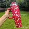 Copo de Carro de 40oz com Alça, Copo Térmico com Canudo, Copo de Gelo para Manter Frio Montado no Carro, Copo de Água para Festas de Natal