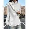 Camiseta Térmica de Doble Cara de Terciopelo Cálido, Nuevo Estilo Otoño e Invierno, Cuello Alto, Cremallera, Manga Larga, Color Sólido, Sudadera Unisex para Estudiantes
