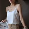 Camisola Blanca Ropa Interior para Mujer con Almohadillas en el Busto, Diseño de Traje de Verano para Exterior, Top Básico de Seda de Hielo con Hermosa Espalda Descubierta