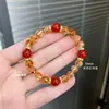 [Hazte Rico y Hazte Rico] Pulsera de Cristal Amarillo Citrino Natural Torre Diseño Original Ágata Roja Pulsera de la Suerte Regalo para Mujer