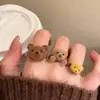 Anillo Abierto de Oso Marrón Lindo para Mujer 2025 Nuevo Popular Anillo Apilable Extraño y Raro Anillo para Dedo Índice de Otoño e Invierno