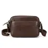 Bolsa de ombro masculina em couro curtido vegetal estilo horizontal para comércio exterior, bolsa quadrada pequena moderna e versátil, bolsa transversal de couro bovino