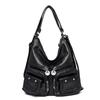 Bolso Transfronterizo de Gran Capacidad Bolso de Mujer 2024 Primavera Nuevo Estilo Locomotora Retro Cuero Aceitado Doble Bolsillo Tote Bolso de Viaje