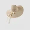 Chapéu de Palha Novo de Verão Estiloso com Laço e Aba Larga para Mulheres, Chapéu de Sol para Praia, Chapéu de Pescador da Moda com Franjas