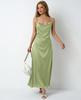 Foto Real do Vestido de Cetim Europeu e Americano Amazon Feminino Comércio Exterior Transfronteiriço Feminino Imitação de Seda Plissado Sem Mangas Saia de Cetim