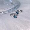 Aretes de Estrella de Cinco Puntas Azul Prusiano con Incrustaciones de Zircón Estilo Dulce Cool Sexy Diseño Nicho Aretes de Estrella Aretes para Mujer