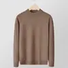 Suéter Masculino Outono e Inverno Cor Lisa Solto Gola Redonda Pulôver Tricô Jovem Simples Quente Peça Básica Tricô