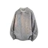 Suéter de punto trenzado de cuello camisero falso de dos piezas para hombre, nuevo estilo perezoso de otoño e invierno, suéter de punto de cuello en V, top holgado