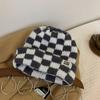 Gorro de Punto a Cuadros de Ajedrez para Mujer Otoño e Invierno Estilo Coreano Nicho Cabeza Grande Lana Estilo Japonés Showface Pequeño Gorro de Navidad