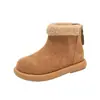 Botas de Nieve de Felpa para Niñas Botines Cortos de Invierno con Felpa Adicional Suela Cálida Suave Antideslizante Decoración de Oso de Dibujos Animados Botas de Algodón para Bebé
