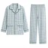 Pijama para Hombre de Primavera, Otoño e Invierno, Cárdigan, Pantalón de Manga Larga, Tipo Algodón, Estilo Masculino, Conjunto de Ropa de Casa para Hombres Jóvenes y de Mediana Edad, Delgado