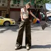 Jeans de Trabajo Camuflaje Americano Desgastados para Mujer 2025 Otoño Nuevos de Cintura Alta Rectos Ajustados Sueltos Pierna Ancha