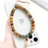 Corrente de Celular com Contas Bodhi Multifacetadas Semelhantes a Jade, Pulseira Exquisita de Lírio-do-Vale de Nicho, Joia Pingente com Cordão Antiperda para Mulheres