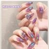 Nuevo Arte de Uñas de Celebridad Cibernética Delgadas Formas Mixtas Diamante Plano Super Flash Luz Lujo Azul Lago Azul Claro Blanco Extremo Joyería de Diamantes para Uñas