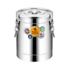 Cubo Aislado Sheraton de Acero Inoxidable 304 Engrosado con Pico Único y Tapa, Cubo para Aceite, Cubo para Arroz, Contenedor de Agua para Té de Leche