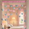 Decoración de Jardín de Infancia Escolar Corazón Estrella Lazo Femenino Cortina Decorativa para Puerta Habitación de Princesa Decoración de Pared