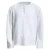 2026 Hilo Floral Textura de Gofre Suave y Elástica Color Sólido Básico Manga Larga Ancha Estilo Old Money Cuello Henley Camiseta Casual de Manga Larga para Hombre