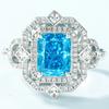 Moda Europeia e Americana de Alta Qualidade Anel de Dedo S925 Prata Totalmente Cravejado Tesouro Cor Brilhante Nova Chegada Transfronteiriça Anel de Diamante de Alto Carbono Azul Claro para Mulheres