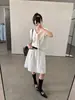 Camiseta de Punto Manga Corta Color Sólido Versátil Estilo Coreano Tg Reductora de Edad Adelgazante Aspecto Cinta Cuello Azul Marino para Mujer Estilo Primavera 2026 26588