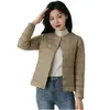 Chaqueta de algodón ligera y cálida para mujer, diseño de cuello redondo, adecuada para uso casual al aire libre, otoño e invierno, estilo corto