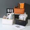 Caja de almacenamiento de escritorio de cuero, caja de cosméticos para el cuidado de la piel, caja coleccionable, cesta plegable de PU para guardar ropa, juguetes y libros.