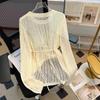 Foto real ~ vestido blusa de tricô vazado puro desejo feminino primavera e outono estilo levemente maduro popular design único ins moda