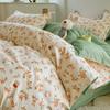 Juego de cama de algodón puro grueso para lijar de cuatro piezas, amigable con la piel, algodón de sarga, juego de dormitorio de tres piezas, sábana de cama de algodón lavado, funda de edredón, venta al por mayor