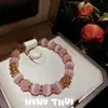Filigrana Antigua Melocotón Fat Fu Flor de Cerezo Cintura Delgada de Hombre Pulsera de Cristal Rosa Nuevo Estilo Chino Ojo de Gato Rosa Pulsera de Flor de Envoltura del Dios de la Flor