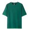 300g Algodão Puro Pesado Toque Fresco Manga Curta Masculina Verão Premium Cor Sólida Camisa Base Camiseta Solta Meia-Manga Marca Tendência