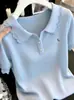 2026 Nueva Moda de Verano Punto de Alta Gama con Encaje Empalmado de Manga Corta para Mujer Estilo Coreano Suave Camiseta Interior que Reduce la Edad