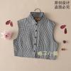 Nueva Camisa Base de Cuello Falso para Mujer de Otoño e Invierno Camisa Profesional a Cuadros Blanco y Negro con Cuello Falso para Suéter Cuello Vertical Cuello de Camisa